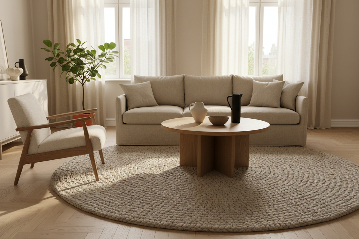 Runde Teppiche richtig platzieren – Tipps für Wohnzimmer, Esszimmer und Schlafzimmer