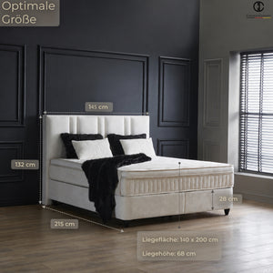 Boxspringbett AURORA mit Bettkasten – Beige Bouclé