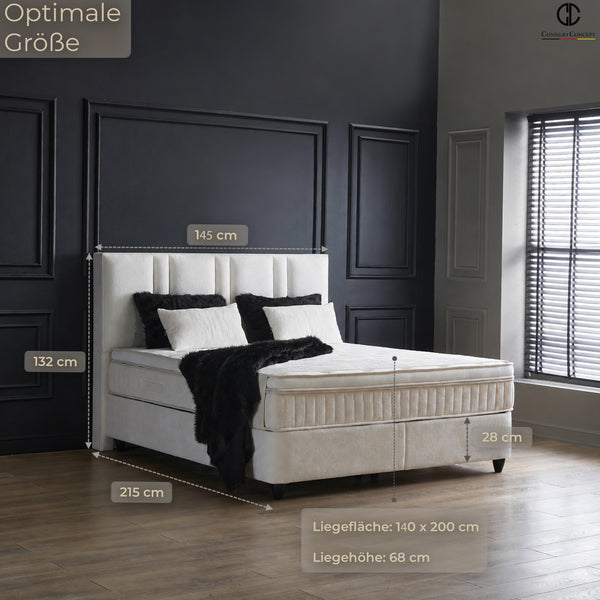 Boxspringbett AURORA mit Bettkasten – Beige Bouclé